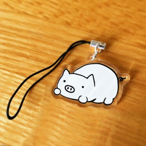 Cute Sneaky Pig Phone Charm - Cell Phone Zipper Charm - Cute Accessory - Pig Lover Gift