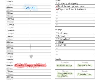 Daily, Weekly, Monthly Planner - Simple Digital Template for Tracking, Productivity, Growth, Goals, Etc.  - Id