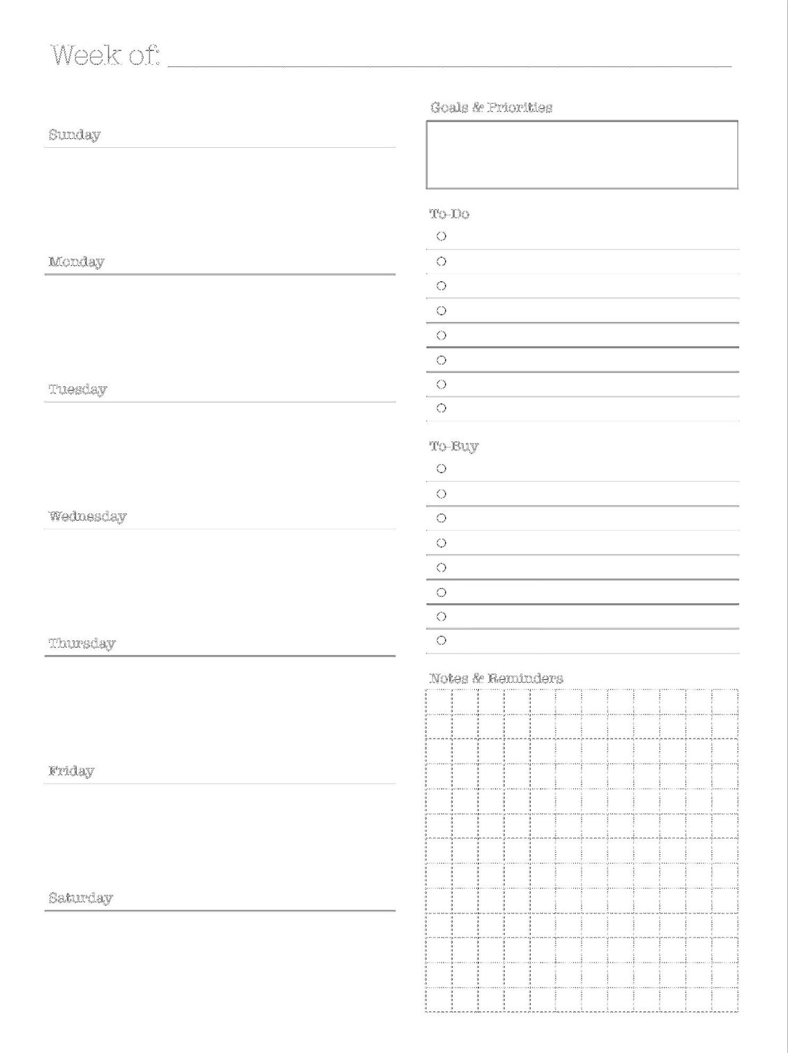 Simple Weekly Planner Template – Digital or Printable (PDF) - Etsy