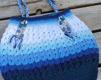 Blue Boho crocheted Bag
