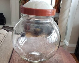 Large Vintage Jar for Notions & Needle Cushion