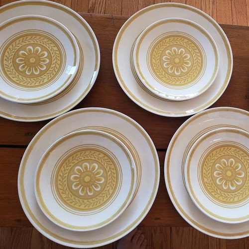 Mismatched Set of 6 Yellow Ironstone Dinner Plates Etsy