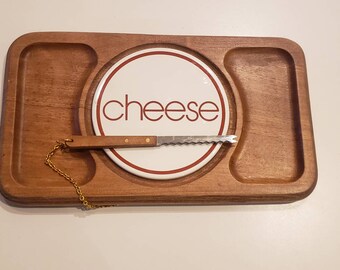 Vintage Cheese Board with Knife
