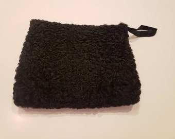 Winter Purse/ Hand Muff in Persian Black Lambswool