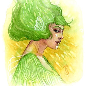 Gilly Girl sirène 3 - aquarelle originale sur papier