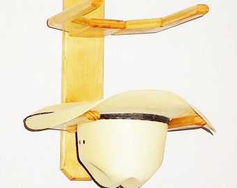 2 Hat Vertical Western Cowboy Hat Rack.  Made of Alder wood.