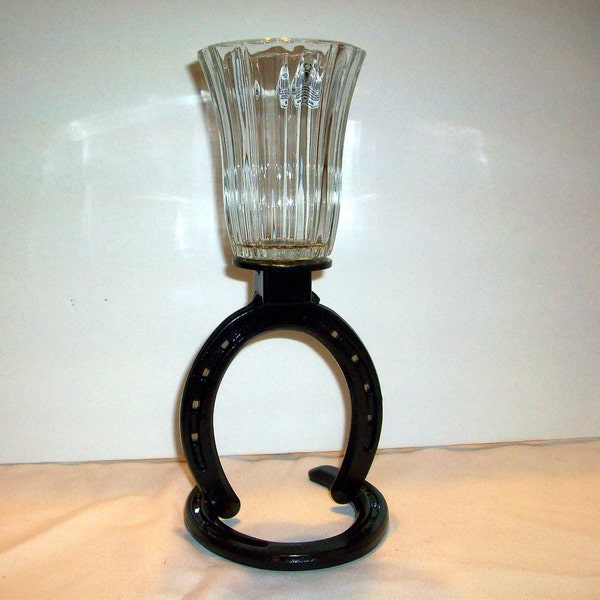 Horse Shoe Candle Holder Tall with Glass Votive
