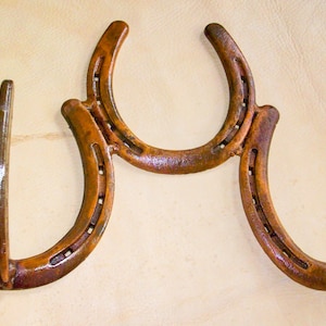 Triple Horse shoe Hooks.   Coat Hooks or Horse Tack, Sports, Hooks Very Attractive Looking