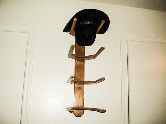 4  Hat Vertical Western Cowboy Hat Rack .  Wall Mount.  Made of Alder Wood.  Quality Hand Made Craftsmanship.