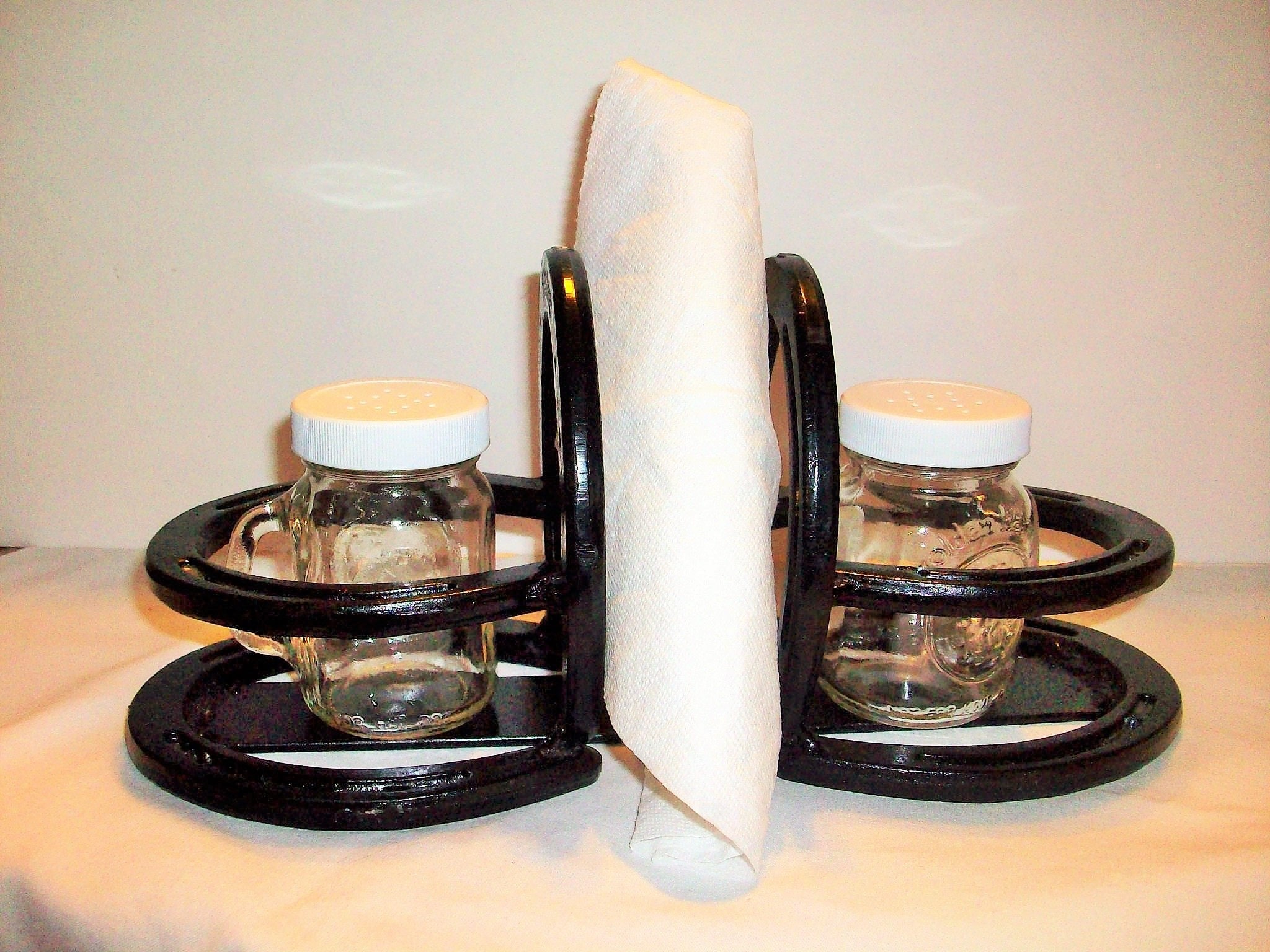 Horse Shoe Salt and Pepper Napkin Holder Horseshoe Decor Etsy