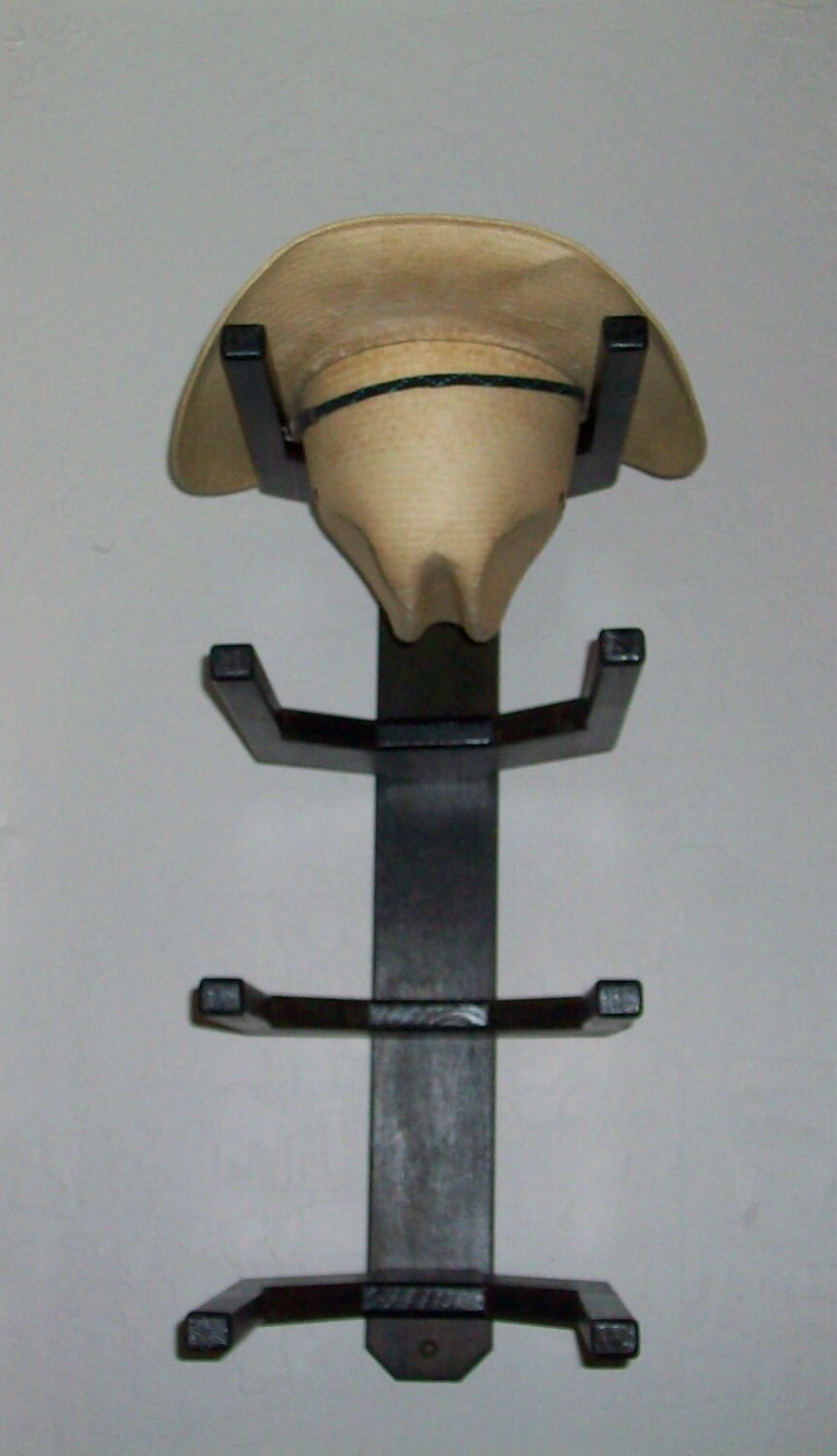 Cowboy Hat Rack Wall Mount 4 Western Hats Poplar in Ebony Etsy