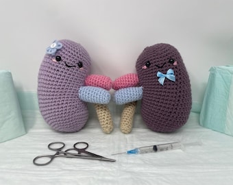 Crochet Kidney Plushies, Kent and Kitty the Kidneys