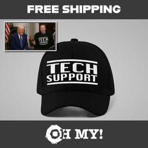 Embroidered Tech Support Cap, Elon Musk Inspired Hat for Programmers, IT Pros - Funny Programmer Gift, Closed-Back Structured Cap, Tech