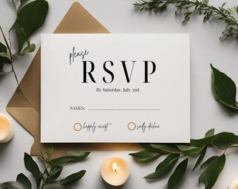 Editable RSVP Wedding Card Template | Digital Download | Fully Customizable Canva Invitation RSVP | Modern Wedding Stationery
