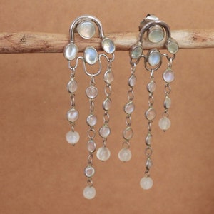 Silver Chandelier moonstone earrings vintage 925 sterling silver