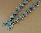 VINTAGE FIND large oversized sterling silver zuni artisan made necklace with needlepoint turquoise stones native jewelry