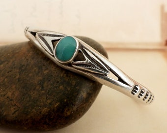 Old Pawn Navajo solid cast 925 sterling silver turquoise cuff bracelet bangle handmade native jewelry bracelet stacking stackable bracelet