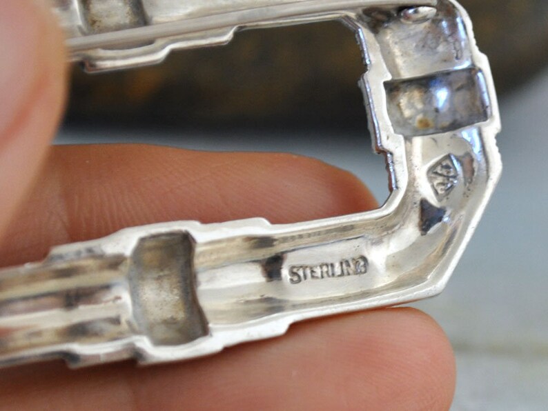Art Deco style pin vintage 925 sterling silver Judith Jack Marcasites brooch pin antique sterling designer pin
