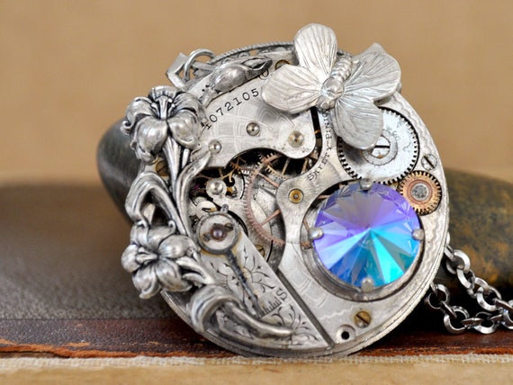 Steampunk Jewelry Statement Piece LOVE TAKES TIME Antique