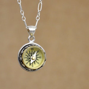 handmade 925 sterling silver simple Victorian style miniature working compass necklace, TRUE NORTH, gift for her, guidance