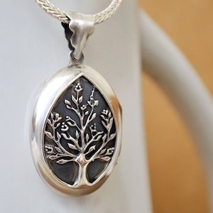 925 silver tree locket necklace photo locket tree of life photo family tree necklace for her gift anniversary pine tree forest woodland gift