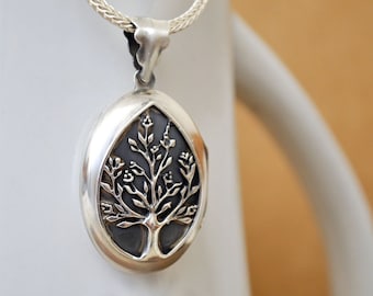 925 silver tree locket necklace photo locket tree of life photo family tree necklace for her gift anniversary pine tree forest woodland gift