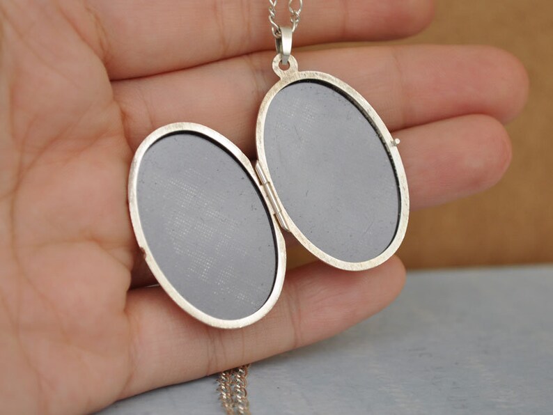 etched floral 925 sterling 2 photo frame locket Vintage find German 925 sterling silver oval locket