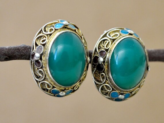 antique Chinese export 925 sterling silver clip on