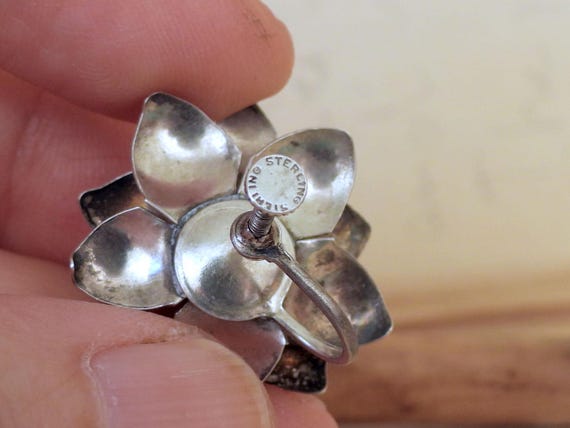 Statement Amethyst flower earrings 925 sterling s… - image 6