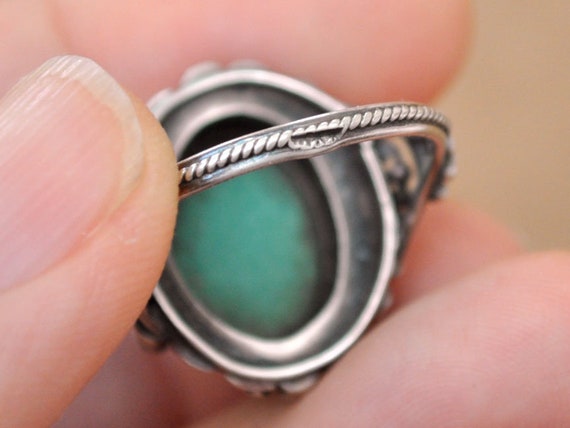 Antique silver turquoise ring Austro Hungarian si… - image 3