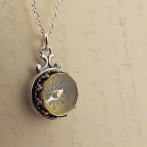 Silver minimalist small working compass charm necklace TRUE NORTH 925 sterling silver gift for women graduation gift Victorian Celtic