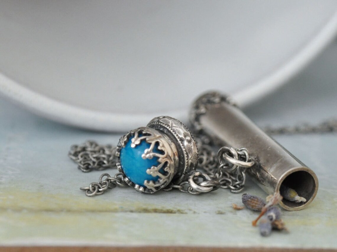 Sterling silver container necklace pill box tube locket Etsy