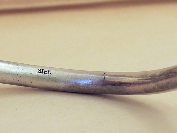 Solid silver double ball cuff bangle bracelet vin… - image 6