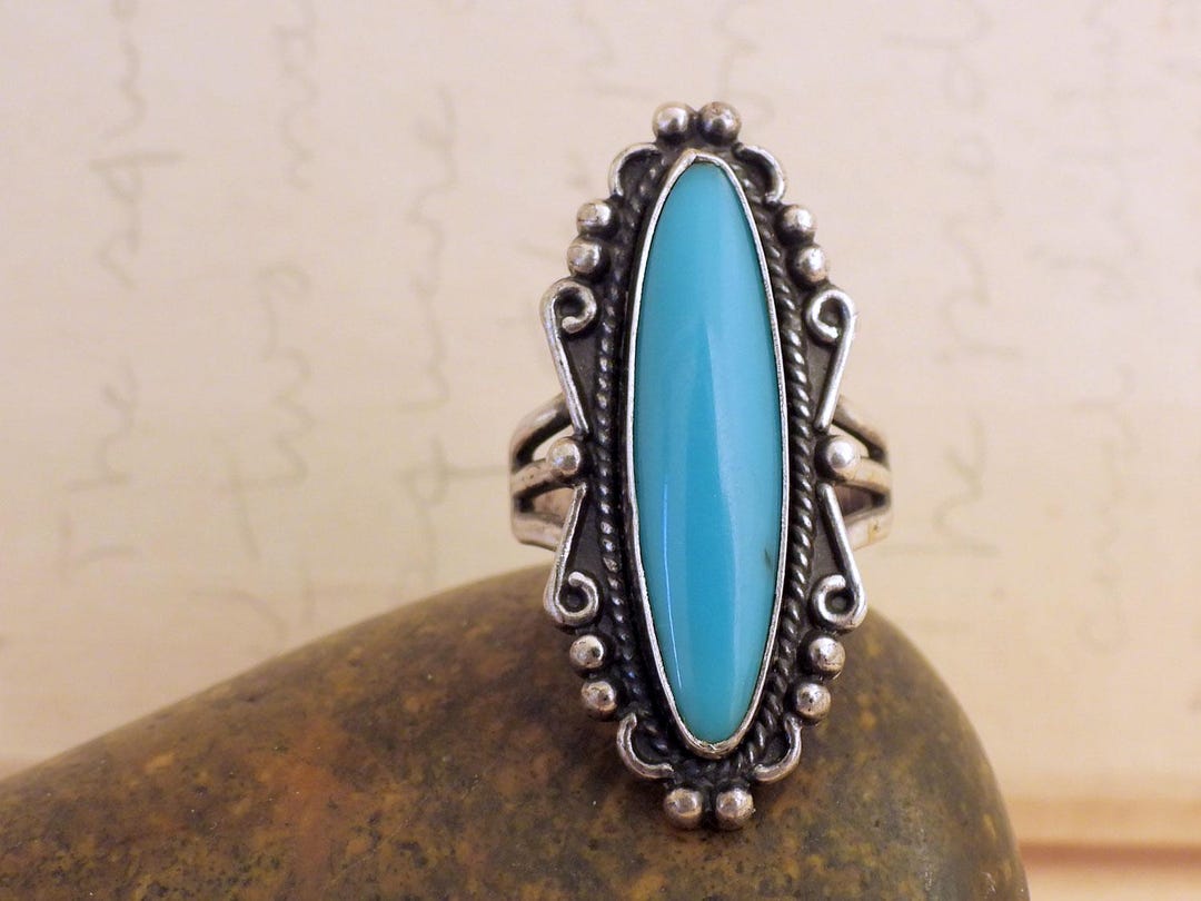 Vintage Silver Navajo Turquoise Ring 925 Sterling Silver Native ...