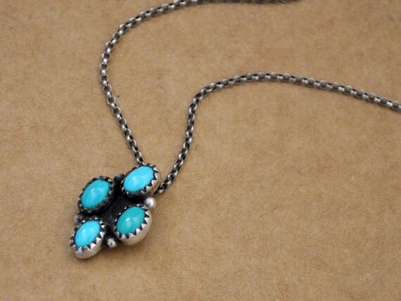 Petite Turquoise 925 Sterling Silver Necklace New 
