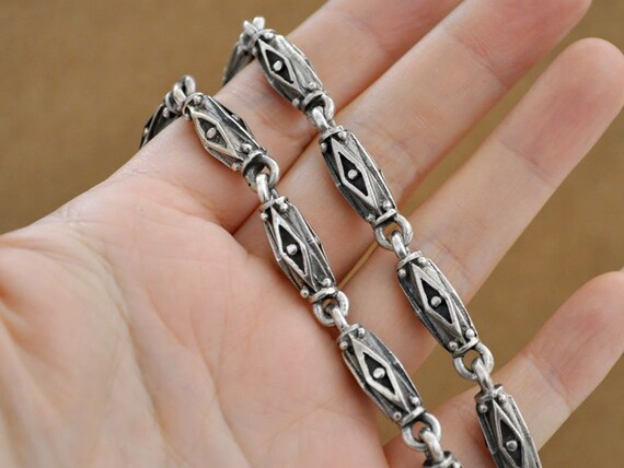 Silver book chain link necklace 925 sterling silver thick chain necklace oversized statement necklace for men layering chain necklace gift View 6