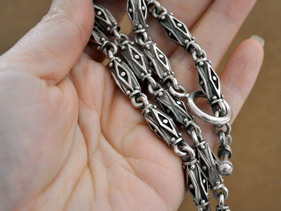 Silver book chain link necklace 925 sterling silver thick chain necklace oversized statement necklace for men layering chain necklace gift View 4