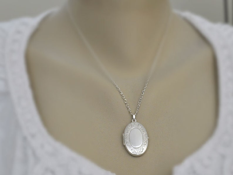 etched floral 925 sterling 2 photo frame locket Vintage find German 925 sterling silver oval locket