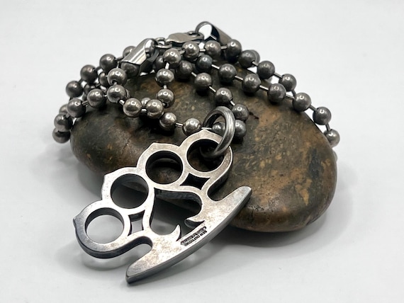 Vintage steel flame 925 sterling silver Knuckles Designer statement jewelry with attitude heavy solid silver necklace gift for men