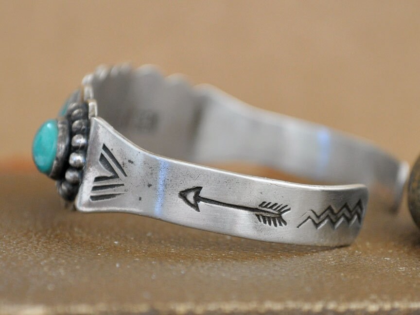 Silver Navajo Turquoise Bangle Fred Harvey Era Desert Gem