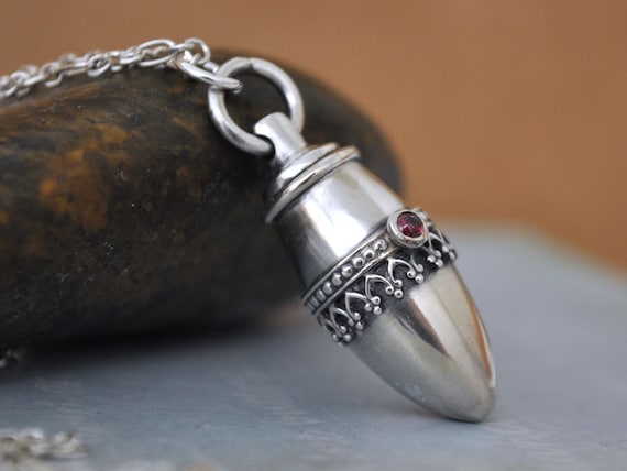 Sterling Silver Prayer Tube Necklace Gemstone Tube Necklace 