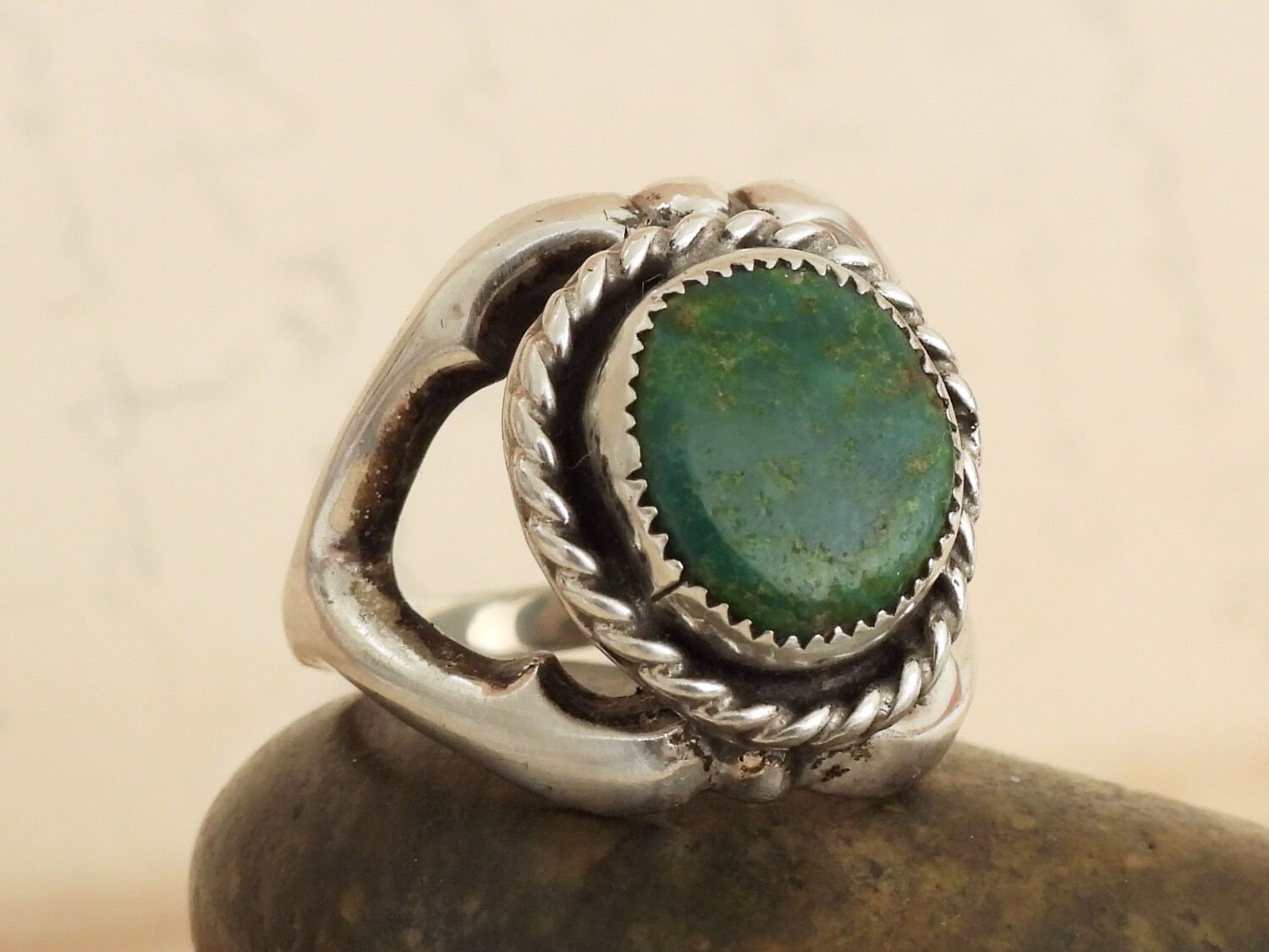 Old Pawn Navajo Solid Cast 925 Sterling Silver Turquoise Ring Handmade Native American Large Statement Ring Gift Collectable Jewelry Ring 7 Etsy