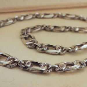 Antique silver infinity loop style 835 silver chain large link chain necklace vintage Germany 835 silver jewelry collectable chain gift