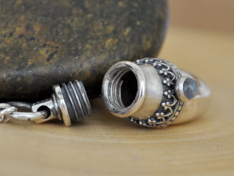 Silver 925 Container Necklace Pet Ash Urn Scent Holder Gift for Her ...
