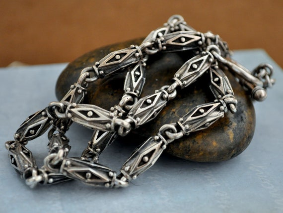 Silver book chain link necklace 925 sterling silver thick chain necklace oversized statement necklace for men layering chain necklace gift View 2
