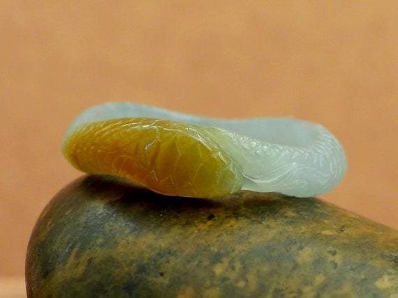 vintage Serpent jadeite ring, hand carved type A … - image 4