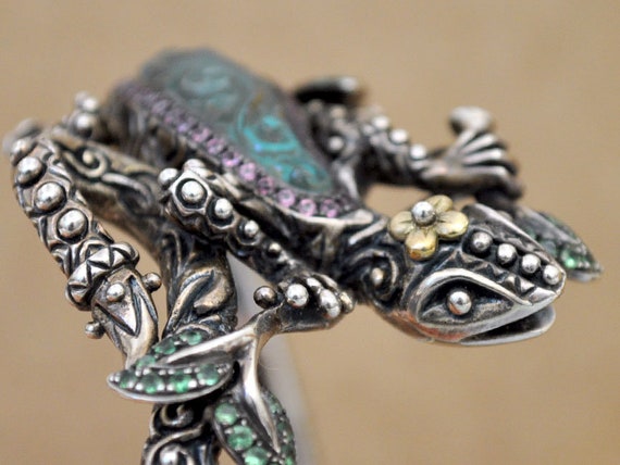 Vintage Find Barbara Bixby 925 Sterling Silver and 18K Gold Gecko