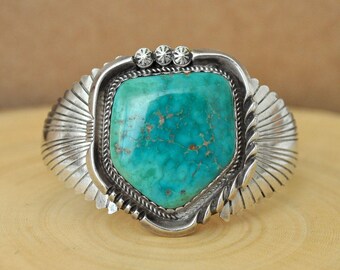 Silver Turquoise Bangle Native American Navajo Artist Jewelry Cuff