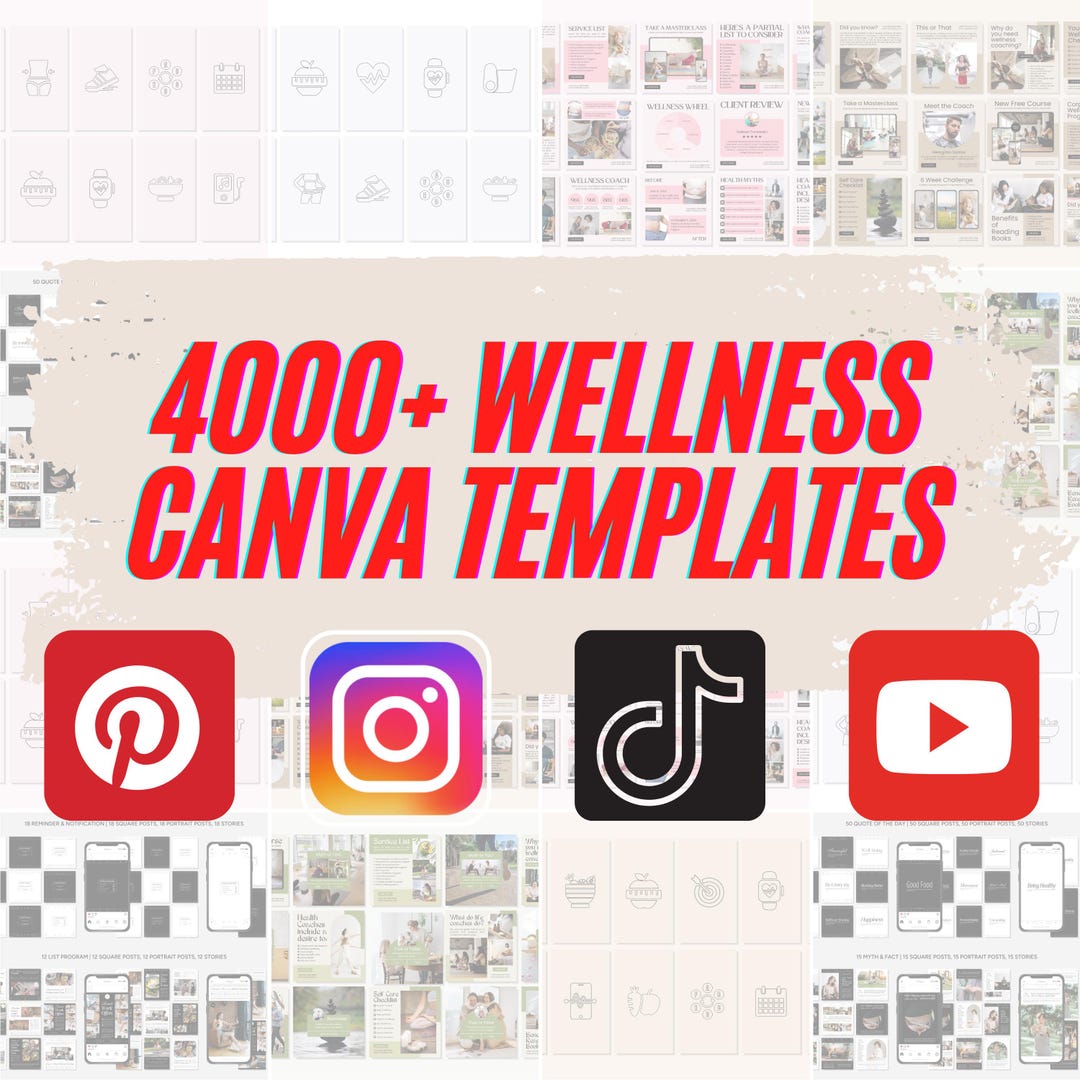 4000+ Wellness Canva Templates: Social Media Content for Health Coaches ...