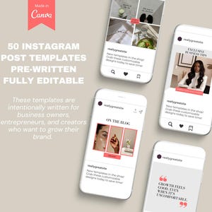 Female Brand Social Media Template Instagram Posts Portrait Size Customizable Canva Editable Branding Kit IG Content Design Entrepreneurs